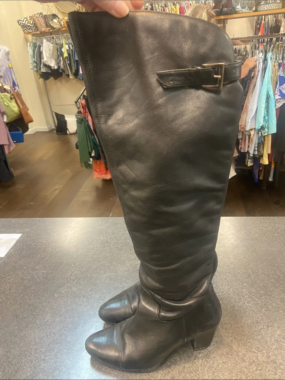 Born Black Over-the-Knee Leather Boots
